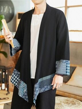 PRIJOUHE Yukata Casual Cotton Linen Seven Sleeve komono Nwt